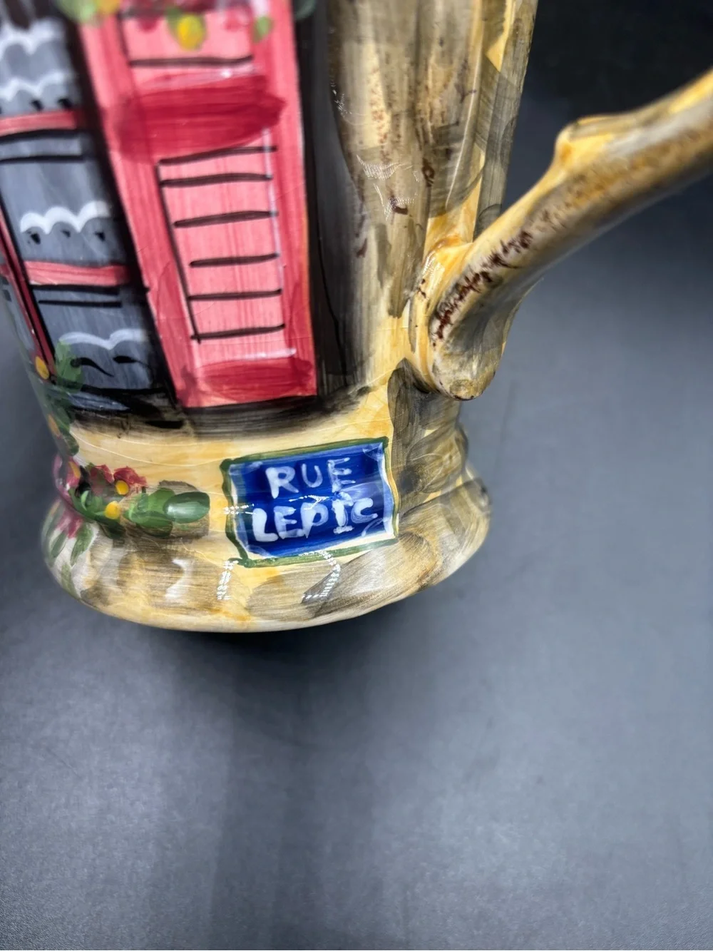 Rue de Paris Handpainted Mug Tabletops Unlimited Large Handle Coffee 5 1/2” Tall